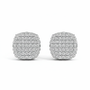Cushion Cluster Pave Stud Earrings, Big Square Studs, Sterling Silver Jewelry