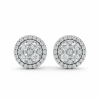 Round Cluster Pave Stud Earrings, Big Diamond Studs Look, Sterling Silver Jewelry