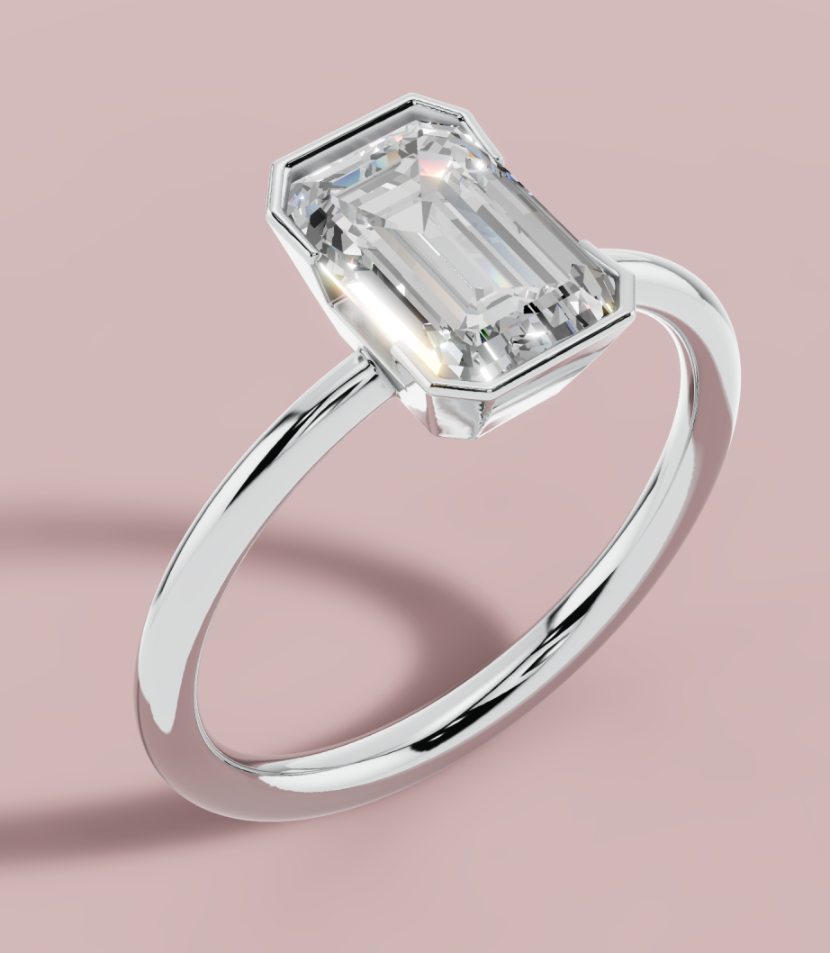 Half bezel radiant solitaire