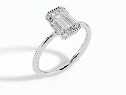 Emerald Cut, Solitaire, Engagement Ring, Bezel Setting,Modern, Sterling Silver, Emerald Cut, Geometric Ring,Women's, Step Cut, Solitaire Ring, Minimalist Band