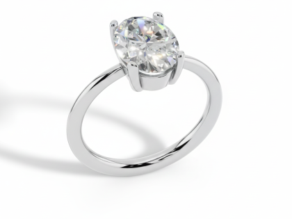 Classic, Oval Cut, Diamond, Solitaire, Ring, Sterling Silver,Elegant, Oval Gemstone, Engagement Ring, Simple Band,Women's, Six-Prong, Oval Solitaire, Wedding Ring
