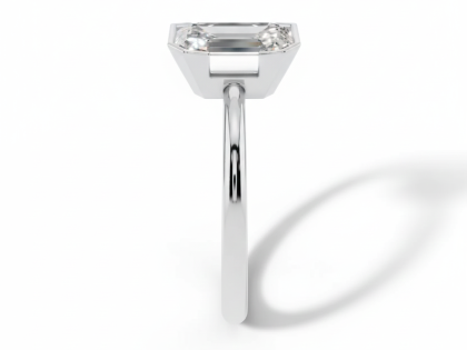 Emerald Cut, Solitaire, Engagement Ring, Bezel Setting,Modern, Sterling Silver, Emerald Cut, Geometric Ring,Women's, Step Cut, Solitaire Ring, Minimalist Band