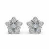 Five Petal Flower Cluster Stud Earrings, Small Flower Diamond Earrings, Sterling Silver,sterlish jewel