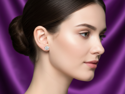 Five Petal Flower Cluster Stud Earrings, Small Flower Diamond Earrings, Sterling Silver,sterlish jewel