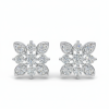 Four Leaf Cluster Stud Earrings, Fancy Flower Studs, Sterling Silver Jewelry