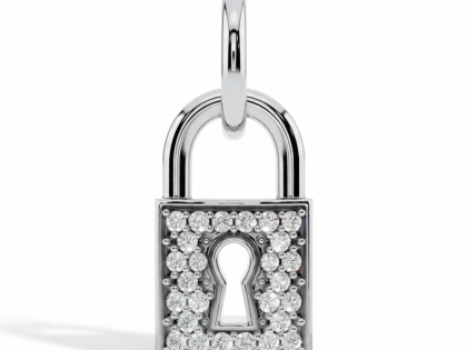 diamond padlock pendant sterling silver keyhole charm,Sterling silver charm,sterlish jewel