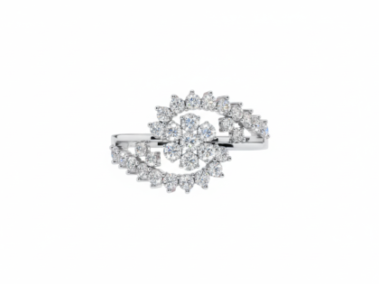 Sterling Silver, Multi-Row, Diamond Cluster, Statement Ring,Modern, Pave, Stacked, Swirl, Gemstone, Cocktail Ring,Sterlish Jewel