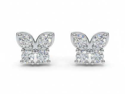 Butterfly Cluster Stud Earrings, Cute Animal Earrings, Sterling Silver