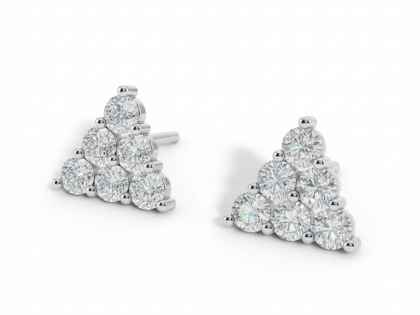 Triangle Cluster Stud Earrings,Diamond Look Cluster Studs,Modern Stud Earrings