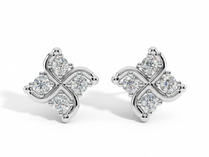 Star Cluster Stud Earrings, Snowflake Diamond Studs, Sterling Silver