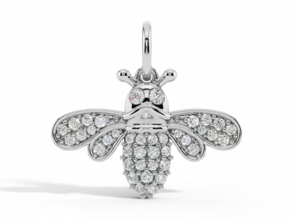 Bee pendant, Bumblebee charm, Diamond insect jewelry, Sterling silver bee necklace, Pave cubic zirconia bee, Nature charm pendant, Small glittering bee jewelry, Symbol of community charm, Women's novelty silver pendant