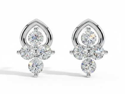 Teardrop Cluster Stud Earrings, Five Stone Silver Dangle Look, Sterling Silver Jewelry,sterlish jewel