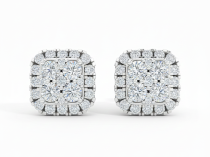 Vertical Bar Cluster Stud Earrings, Five Stone Line Design, Sterling Silver Jewelry