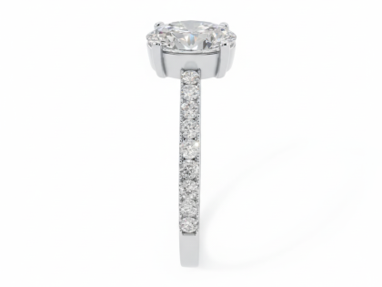 Oval Cut, Diamond, Solitaire, Engagement Ring, Pave Band,Sterling Silver, Oval Gemstone, Ring, Accent Stones,Women's, Classic, Oval Cut, Solitaire, Wedding Ring,Sterlish Jewel