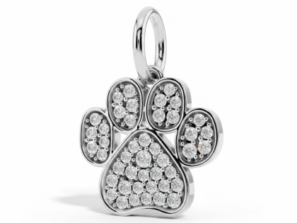 diamond paw print pendant sterling silver charm,women's animal love jewelry pendant,sterlish jewel