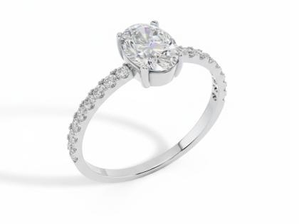 Oval Cut, Diamond, Solitaire, Engagement Ring, Pave Band,Sterling Silver, Oval Gemstone, Ring, Accent Stones,Women's, Classic, Oval Cut, Solitaire, Wedding Ring,Sterlish Jewel