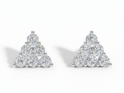 Triangle Cluster Stud Earrings,Diamond Look Cluster Studs,Modern Stud Earrings