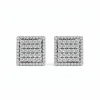 Square Cluster Multi-Row Stud Earrings, Big Diamond Look, Sterling Silver,sterlish jewel
