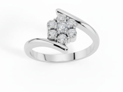 Wide, Pave-Set, Floral, Statement Ring, Sterlish Jewel,Sterling Silver, Wide Band, Cluster, Gemstone, Ring,Luxury, Micro-Pave, Diamond Look, Cocktail Ring