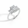 Emerald Cut, Three-Stone, Diamond, Engagement Ring, Sterlish Jewel,Classic, Sterling Silver, Three Gemstone, Rectangular Cut, Ring,Women's, Art Deco Style, Emerald Cut, Anniversary Ring
