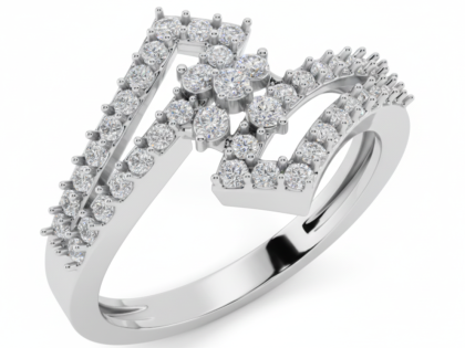 Silver ring,Diamond Ring, Personalized Jewelry,Pave Set, White Gemstone, Alphabet Ring, Sterlish Jewel,Statement Ring,Sterlish Jewel