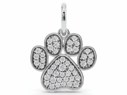 diamond paw print pendant sterling silver charm,women's animal love jewelry pendant,sterlish jewel
