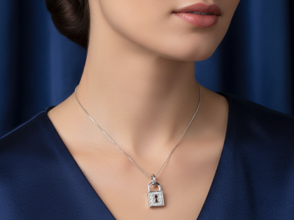 diamond padlock pendant sterling silver keyhole charm,Sterling silver charm,sterlish jewel