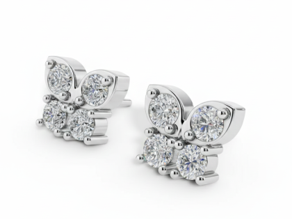 Butterfly Cluster Stud Earrings, Cute Animal Earrings, Sterling Silver