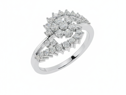 Sterling Silver, Multi-Row, Diamond Cluster, Statement Ring,Modern, Pave, Stacked, Swirl, Gemstone, Cocktail Ring,Sterlish Jewel