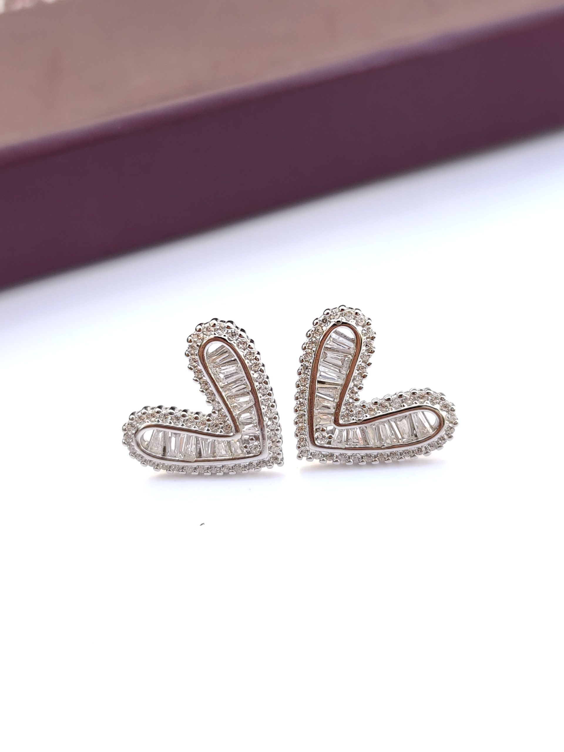 The Baguette Heart Studs