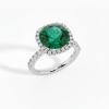 Emerald Green, Gemstone, Halo, Ring, Pave Band, Sterlish Jewel,Cushion Cut, Green Stone, Cocktail Ring, White Gold, Halo,Women's, Luxurious, Emerald Green, Anniversary Ring