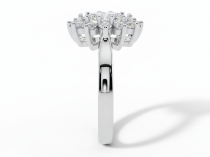 Flower Cluster Diamond Ring,Sterling Silver Statement Ring