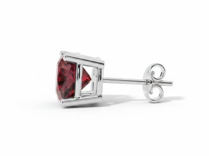 red cushion cut stud earrings sterling silver,women's sterling silver red simulated ruby studs,Red stud earrings,Sterling silver red studs,sterlish jewel