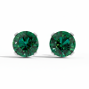 Green Solitaire Stud Earrings, Emerald Color Studs, Sterling Silver