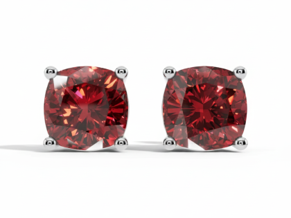 red cushion cut stud earrings sterling silver,women's sterling silver red simulated ruby studs,Red stud earrings,Sterling silver red studs,sterlish jewel