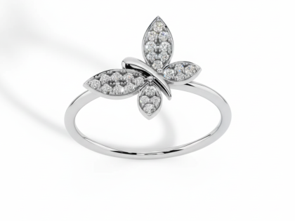 Pave Set, Butterfly Ring, Sterling Silver, Delicate Jewelry