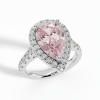 Pear Cut, Pink Diamond, Halo, Engagement Ring, Pave Band