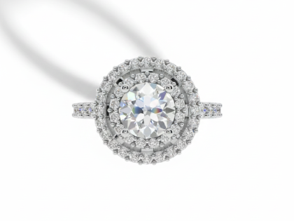 Women's, Luxurious, Double Halo, Wedding Ring Set