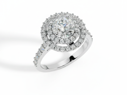 Women's, Luxurious, Double Halo, Wedding Ring Set