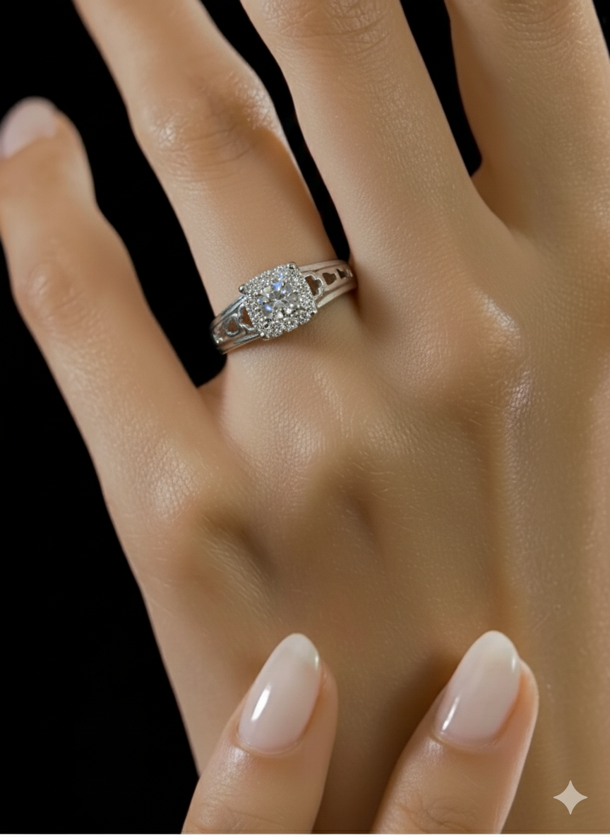 women's silver diamond cluster ring,bold women's statement ring,women's diamond ring,silver rings for women,diamond cluster,ring women,buy women's statement ring online,unique diamond rings for her