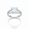 princess cut engagement ring, split shank diamond ring, square cut solitaire, pavé band ring, women's cubic zirconia ring, white gold plated ring, affordable bridal jewelry, modern princess cut ring, split row pavé setting, elegant statement ring