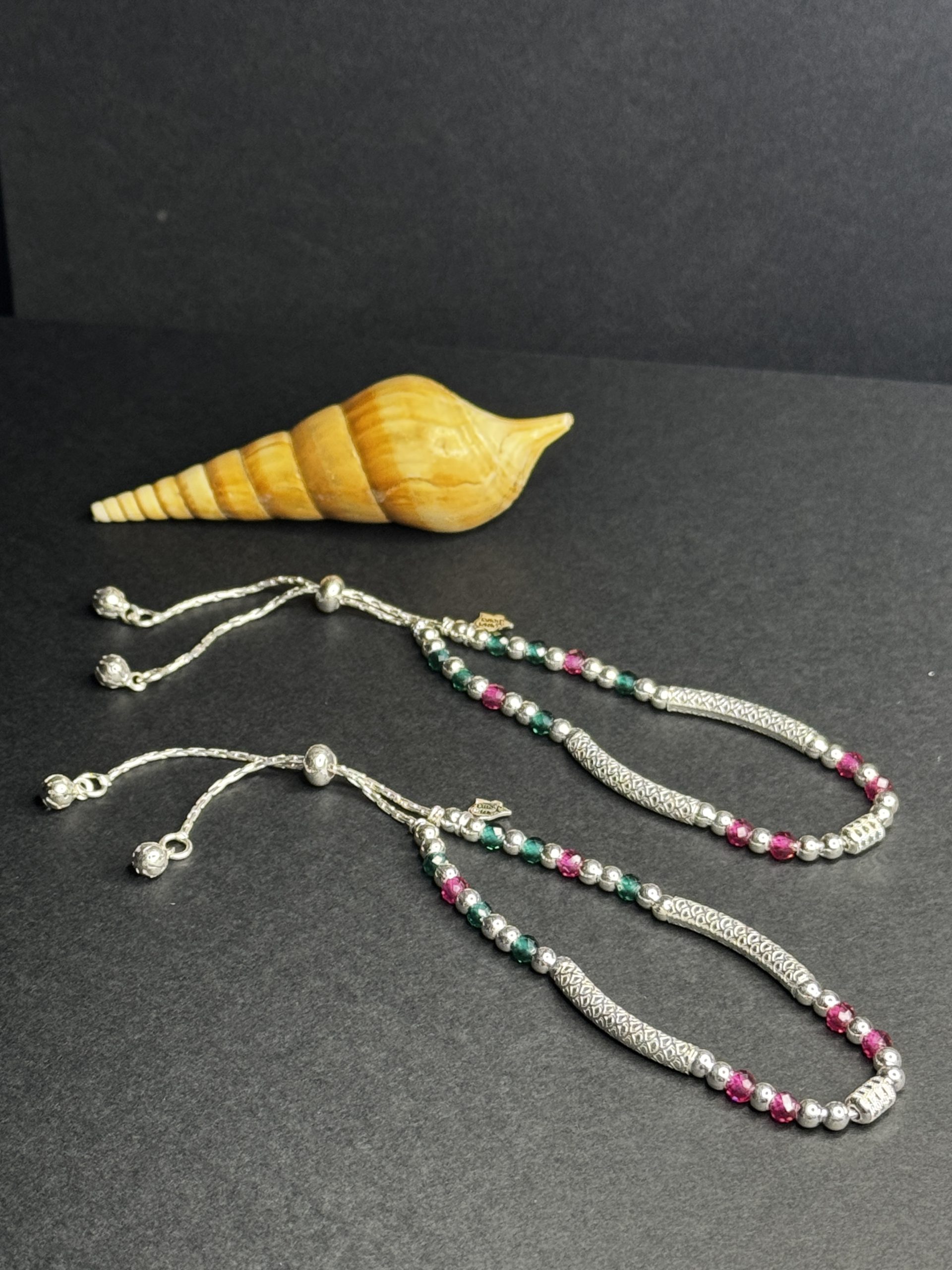 🌸 Dual Stone Beaded Anklet