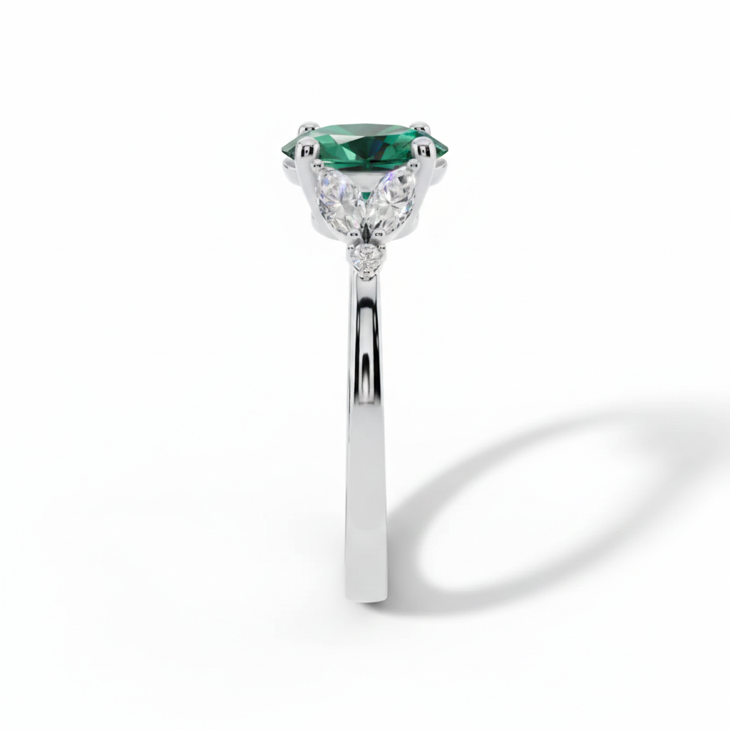 Emerald Oval Marquise 925 Sterling Silver Ring - Image 4